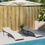 vidaXL Ligstoelen 2 st met kussens poly rattan bruin, Tuin en Terras, Ligbedden, Verzenden, Nieuw
