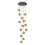 LED Hanglamp rond 50cm Melina | 14-Lichts videlamp | Goud, Ophalen of Verzenden, Nieuw, 75 cm of meer
