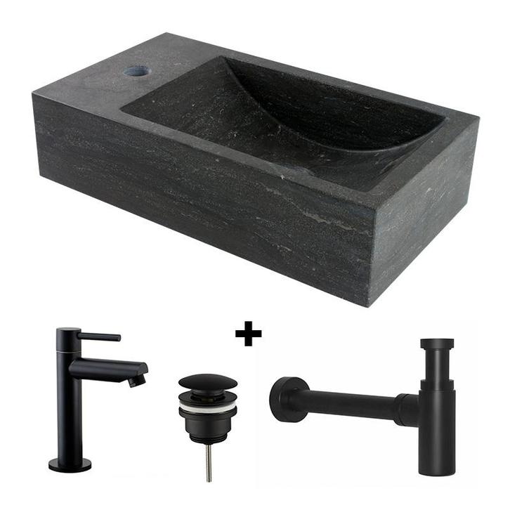 Fontein hardsteen Saniflex recto links Black edition, Doe-het-zelf en Verbouw, Sanitair, Nieuw, Verzenden