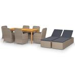 vidaXL 9-delige Tuinset bruin, Tuin en Terras, Nieuw, 8 zitplaatsen, Tuinset, Verzenden