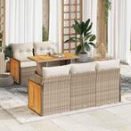 vidaXL 6-delige Loungeset met kussens poly rattan acacia, Verzenden, Nieuw, Rotan, Loungeset