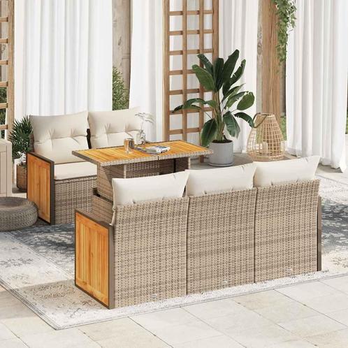 vidaXL 6-delige Loungeset met kussens poly rattan acacia, Tuin en Terras, Tuinsets en Loungesets, Loungeset, Nieuw, Rotan, Verzenden
