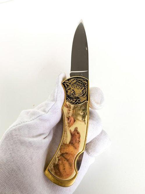 hunting collectors knife -Bear and salmon fish - Zakmes, Antiek en Kunst, Curiosa en Brocante