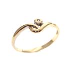 Gouden ring met floraal design met diamant (solitair), Sieraden, Tassen en Uiterlijk, Ringen, 18 tot 19, Gebruikt, Ophalen of Verzenden