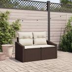 vidaXL Tuinbank met kussen Bruin 123 x 62 x 69cm poly rattan, Tuin en Terras, Tuinsets en Loungesets, Verzenden, Nieuw, Rotan