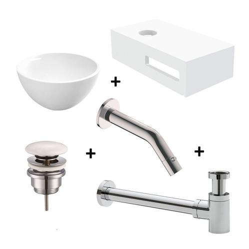 Waskomset met Planchet BWS Rond 20x11 cm Solid Surface Wit, Doe-het-zelf en Verbouw, Sanitair, Overige typen, Nieuw, Ophalen of Verzenden
