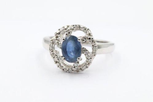 Zonder Minimumprijs - Ring - 18 karaat Witgoud Saffier -, Sieraden, Tassen en Uiterlijk, Ringen