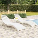 vidaXL Ligbedden 2 st 184x55x64 cm massief acaciahout wit, Tuin en Terras, Ligbedden, Verzenden, Nieuw