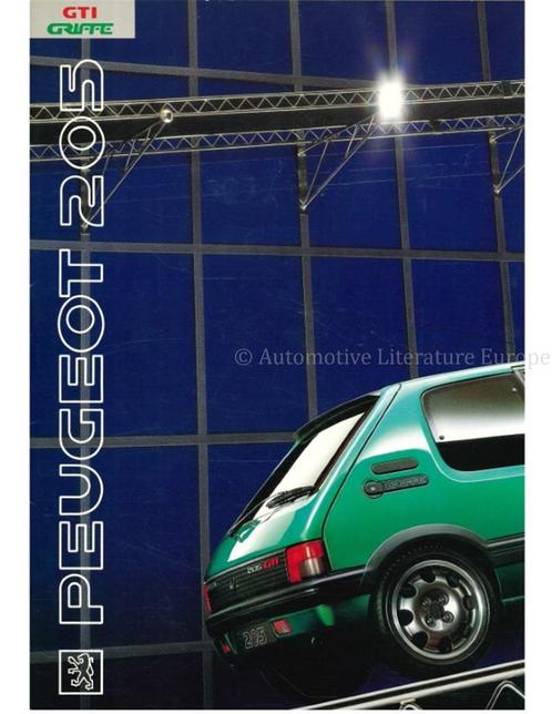 1991 PEUGEOT 205 GTI GRIFFE BROCHURE DUITS, Boeken, Auto's | Folders en Tijdschriften, Peugeot