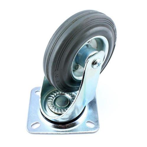 Tooltech Zwenkwiel - Grijs Rubber - Rollager - Ø 125 mm -.., Doe-het-zelf en Verbouw, Zwenkwielen, Nieuw, Ophalen of Verzenden
