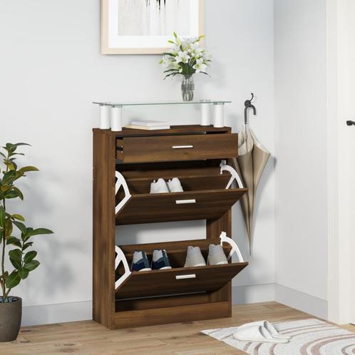 vidaXL Schoenenkast 63x24x104 cm bewerkt hout bruin, Huis en Inrichting, Kasten | Schoenenrekken, Nieuw, Verzenden