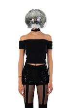 Discobal Hoofd Kinderen 30 cm Disco Head Spiegeltjes Zilver, Ophalen of Verzenden, Nieuw, Feestartikel, Carnaval