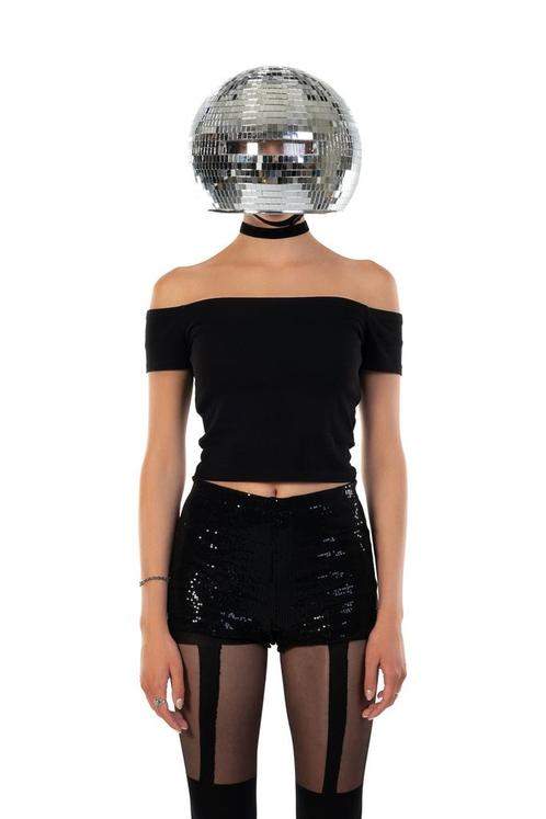 Discobal Hoofd Kinderen 30 cm Disco Head Spiegeltjes Zilver, Hobby en Vrije tijd, Feestartikelen, Carnaval, Feestartikel, Nieuw