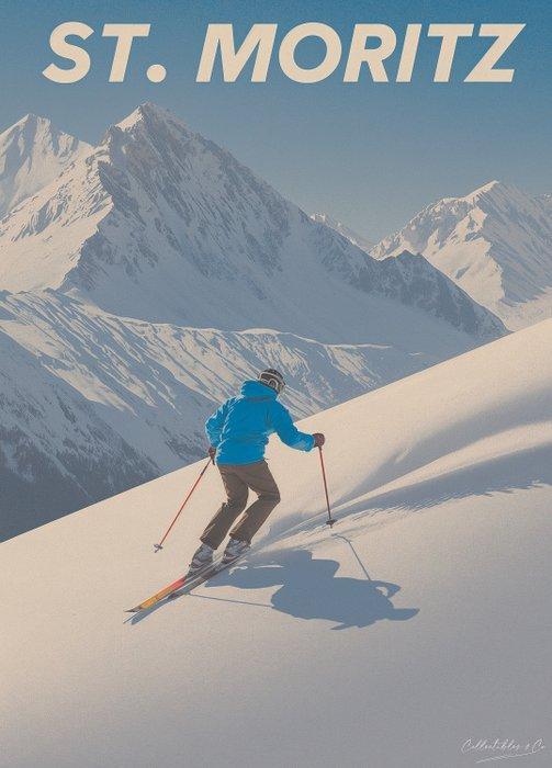 Collectibles & Co. - French Ski Vintage Posters - “Skiing in, Antiek en Kunst, Kunst | Tekeningen en Foto's