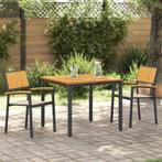 vidaXL Tuin eettafelset 3 pcs Zwart Massief Acaciahout, Tuin en Terras, Tuintafels, Verzenden, Nieuw