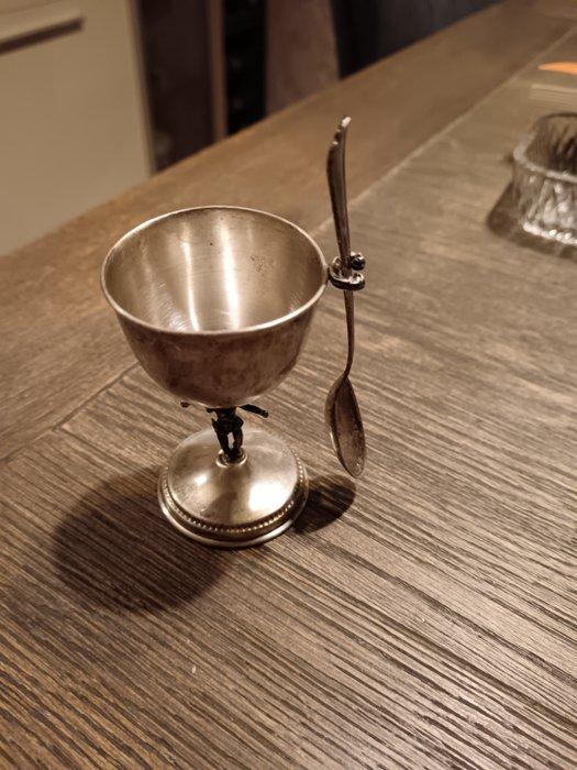 Eierdopje - Zilver - Met een theelepel, Antiek en Kunst, Antiek | Goud en Zilver