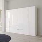 Quadra Draaideurkast met Laden - Wit Hoogglans, Huis en Inrichting, 150 tot 200 cm, Nieuw, Met hangruimte, 50 tot 75 cm