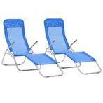 vidaXL Ligbedden inklapbaar 2 st textileen blauw, Tuin en Terras, Ligbedden, Verzenden, Nieuw