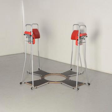 Stand4Work stastoel, aluminium / rood, set 4 stoelen
