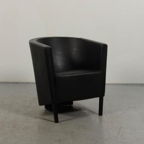 Design Fauteuil Moroso - Zwart leder - 69 x 64 cm, Huis en Inrichting, Bureaustoelen, Ophalen of Verzenden