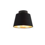 Plafondlamp met katoenen kap zwart met goud 20 cm - Combi, Nieuw, Overige materialen, Klassiek / Antiek