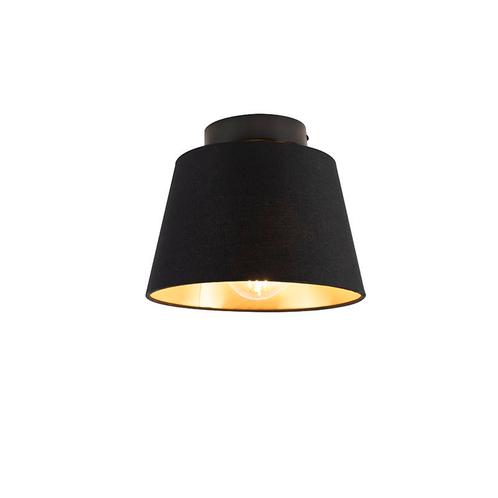 Plafondlamp met katoenen kap zwart met goud 20 cm - Combi, Huis en Inrichting, Lampen | Plafondlampen, Nieuw, Overige materialen
