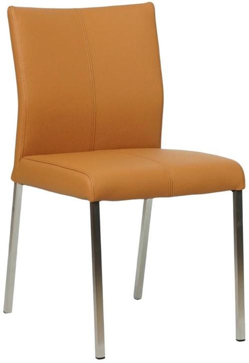 Lichtcognac leren moderne eetkamerstoel - poot vierkant rvs, Huis en Inrichting, Stoelen, Eén, Overige kleuren, Nieuw, Leer, Ophalen of Verzenden