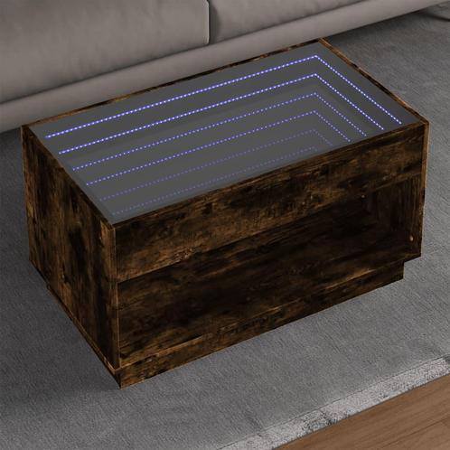 vidaXL Salontafel met Infinity LED 90x50x50 cm gerookt, Huis en Inrichting, Tafels | Salontafels, 50 tot 100 cm, Nieuw, Overige houtsoorten