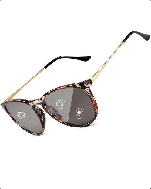 Photochromatische Zonnebril Unisex - Polarized Retro Ronde, Sieraden, Tassen en Uiterlijk, Zonnebrillen en Brillen | Heren, Bruin