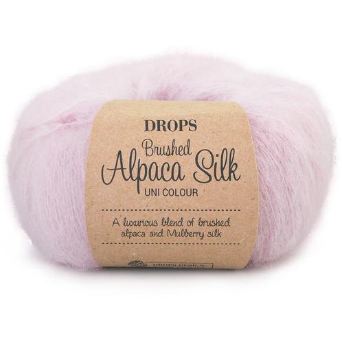 DROPS Brushed Alpaca Silk Uni Colour - 12 poederroze - Wol, Hobby en Vrije tijd, Breien en Haken, Ophalen of Verzenden