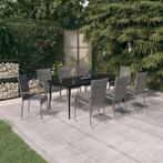 vidaXL 9-delige Tuinset grijs en zwart, Tuin en Terras, Nieuw, 8 zitplaatsen, Tuinset, Verzenden