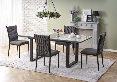 Eettafel Marley Marmer Wit/Grijs 160-200cm uitschuifbaar, Huis en Inrichting, Tafels | Eettafels, Nieuw, Ophalen of Verzenden