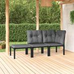 vidaXL 3-delige Loungeset met kussens poly rattan zwart en, Verzenden, Nieuw, Rvs, Loungeset