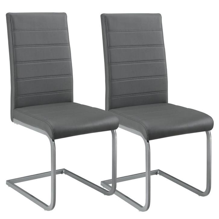 2 Eetkamerstoelen / stoel - Vegas - Kunstleer - Grijs, Huis en Inrichting, Stoelen, Nieuw, Verzenden