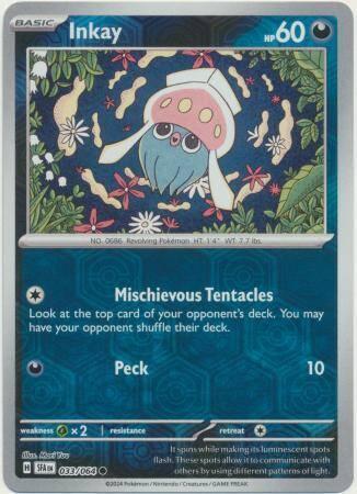 Inkay 033/064 reverse holo Shrouded fable, Hobby en Vrije tijd, Verzamelkaartspellen | Pokémon, Losse kaart, Nieuw, Foil, Ophalen of Verzenden