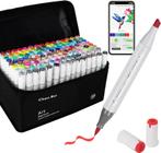 120 kleuren alcoholkwastmarker met gratis app, dubbele kwast, Hobby en Vrije tijd, Tekenen, Verzenden, Zo goed als nieuw