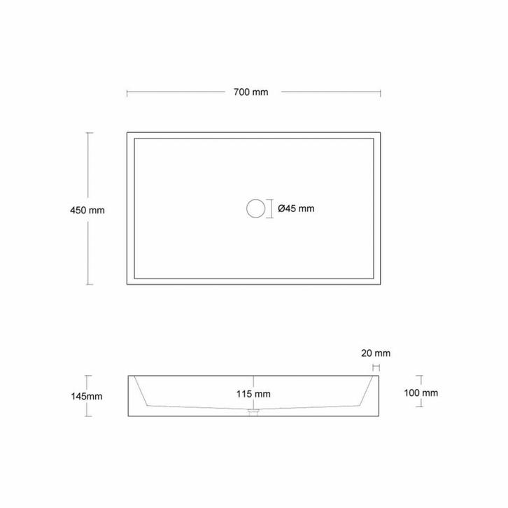 Opzet Wastafel  Immissio Beton 70x45x15 cm ( 6 Kleuren), Doe-het-zelf en Verbouw, Sanitair, Ophalen of Verzenden
