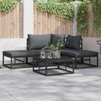 vidaXL Tuin Sofa Set met kussen met kussen 5 pcs Zwart 70 x, Verzenden, Nieuw, Aluminium