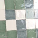 Oud Hollands Groen Ivoor en Laguna mix handvorm tegels 13x13