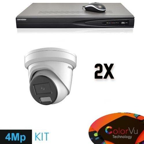 Hikvision Colorvu Set 2x Turret 4MP Recorder + Bekabeling, Audio, Tv en Foto, Videobewaking, Ophalen of Verzenden