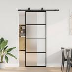 vidaXL Schuifdeur met beslagset 76x205 cm ESG glas zwart, Doe-het-zelf en Verbouw, Deuren en Horren, Verzenden, Nieuw