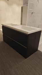 Badmeubel eiken zwart greeploos 120x51cm met wastafel NIEUW, Huis en Inrichting, Verzenden, Nieuw, Wastafelkast