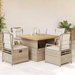 vidaXL 5-delige Tuinset met kussens poly rattan beige, 4 zitplaatsen, Nieuw, Tuinset, Verzenden