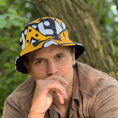 Bucket hat / Vissershoedje met Afrikaanse print - Mosterd Sa, Kleding | Heren, Hoeden en Petten, Nieuw, Ophalen of Verzenden