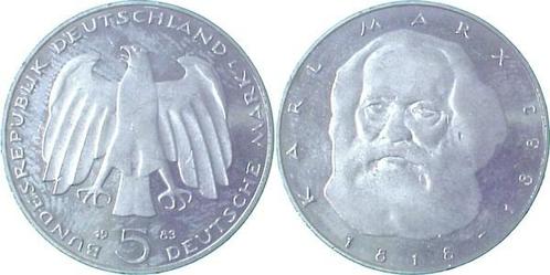 1983 Duitsland Fehlpraegung 5 Dm Karl Marx Dracula stark..., Postzegels en Munten, Munten | Europa | Niet-Euromunten, Verzenden