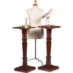 Stel van 2 gedraaide mahoniehouten zuilen met vierkante blad, Antiek en Kunst, Antiek | Meubels | Tafels, Ophalen of Verzenden