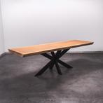 Boomstamtafel, Eettafel 250x86 massief hardhout, metaalpoot, Overige houtsoorten, Robuust Modern, Vijf personen of meer, Rechthoekig