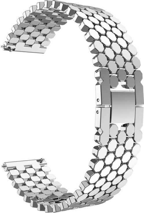 Samsung Galaxy Watch Vis Stalen Schakel Band - Zilver - 22mm, Sieraden, Tassen en Uiterlijk, Overige Accessoires, Nieuw, Verzenden