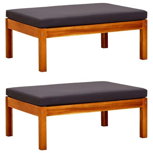 vidaXL Voetenbanken 2 st massief acaciahout, Tuin en Terras, Tuinsets en Loungesets, Nieuw, Hardhout, Verzenden