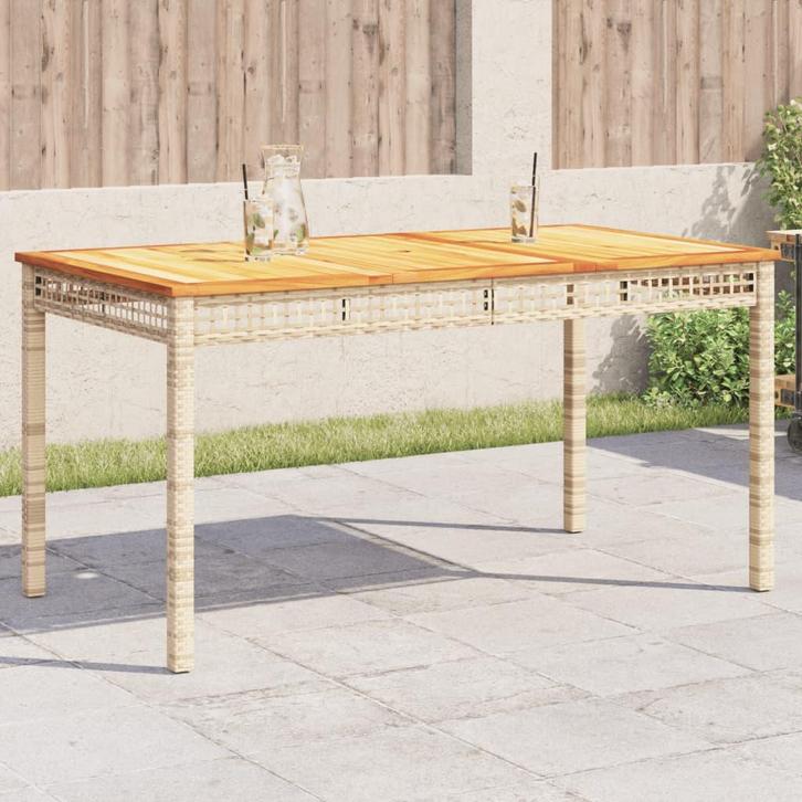 vidaXL Tuintafel 140x80x75 cm poly rattan en acaciahout, Tuin en Terras, Tuintafels, Nieuw, Verzenden